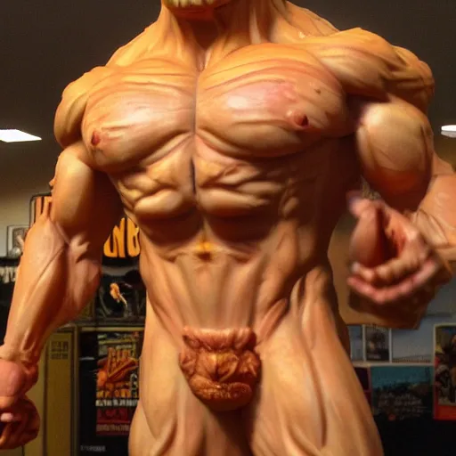 Image similar to garfield muscular garfield, epic pose, vivid details