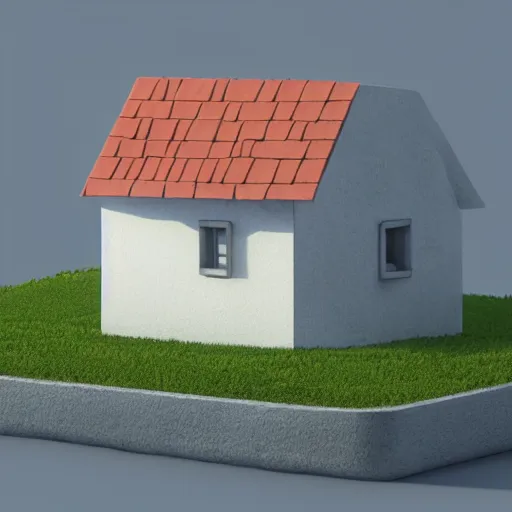 Prompt: 3 d render, minimalistic, octane, cute chubby house