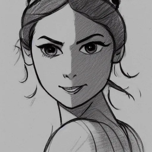 Image similar to milt kahl sketch of victoria justice as princess padme from star wars episode 3