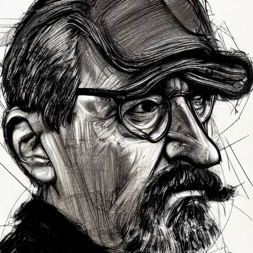 Image similar to a realistic yet scraggly portrait sketch of the side profile of a stern and sophisticated the big lebowski, trending on artstation, intricate details, in the style of frank auerbach, in the style of sergio aragones, in the style of martin ansin, in the style of david aja, in the style of mattias adolfsson