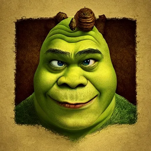 Prompt: Shrek, artwork by Antón Semenov,