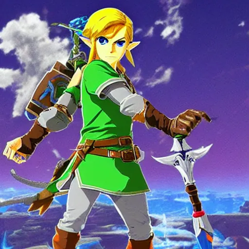 Image similar to link from the legend of zelda breath of the wild in jojo's bizarre adventure