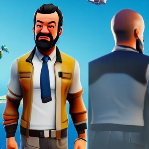 Image similar to Salvini e in Fortnite very detailed, full body shot 8K quality super realistic