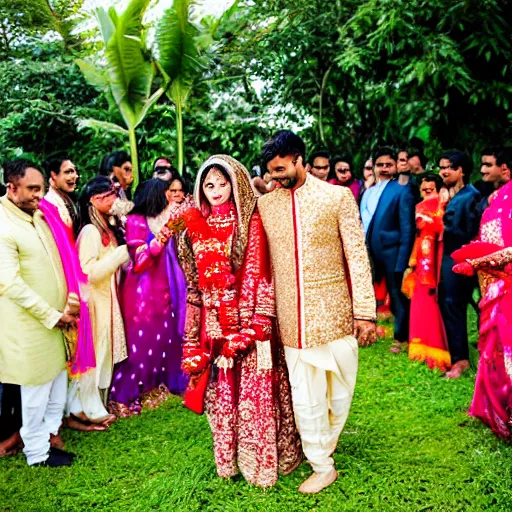Prompt: bangladeshi wedding in open field