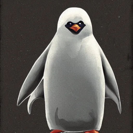 Image similar to creepy penguin illustration, concept art by miki kim