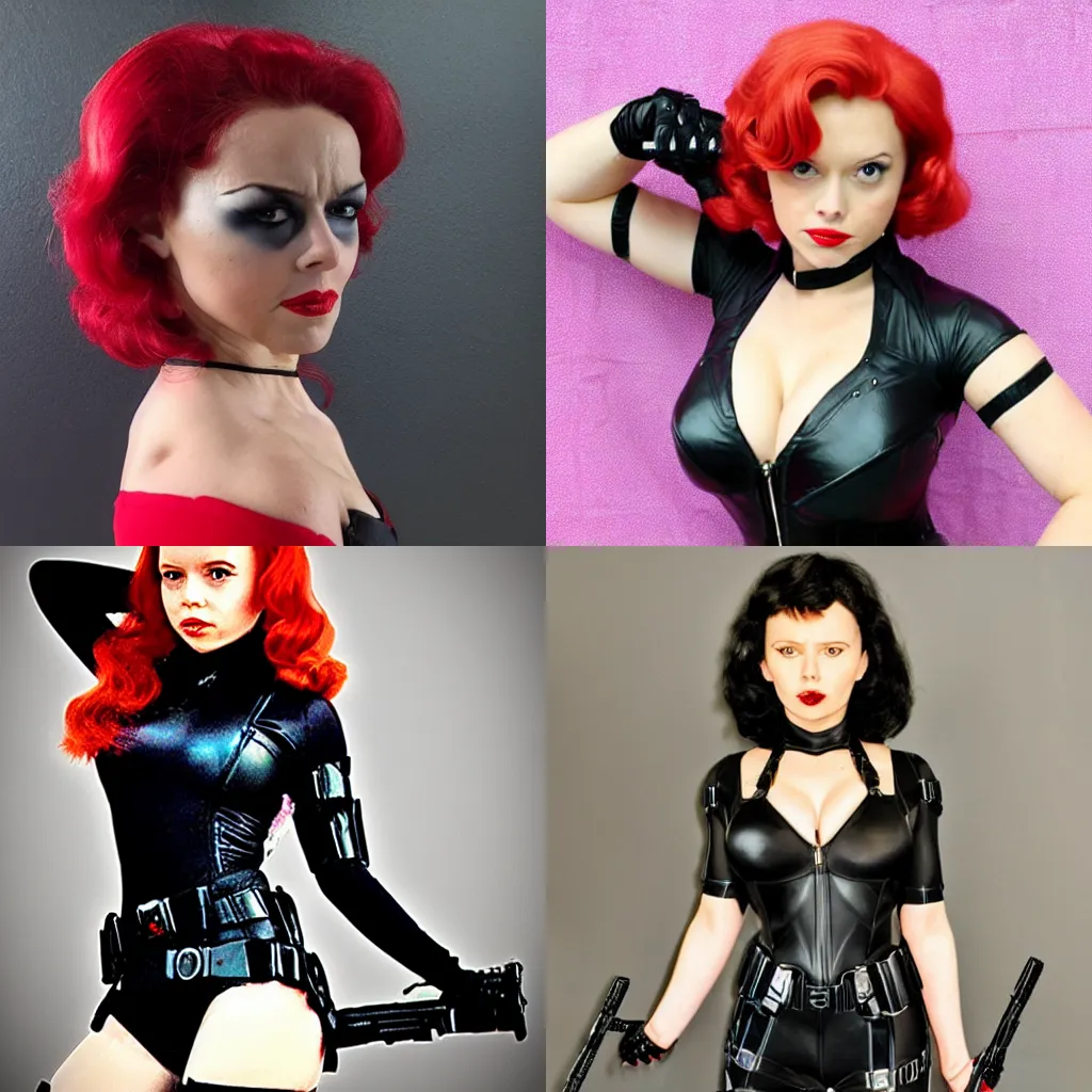 Prompt: dolly little as black widow