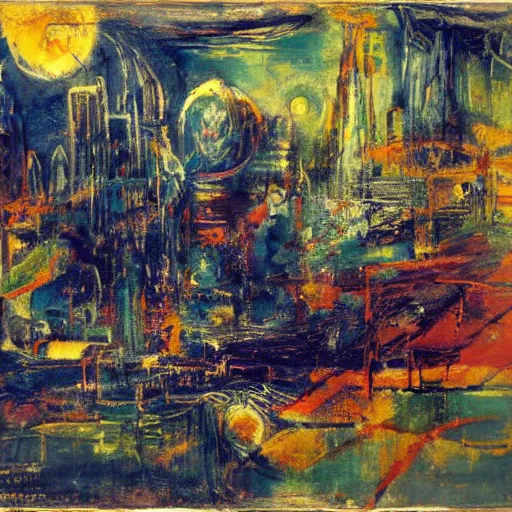 Image similar to mystic winter landscape, cyberpunk affandi