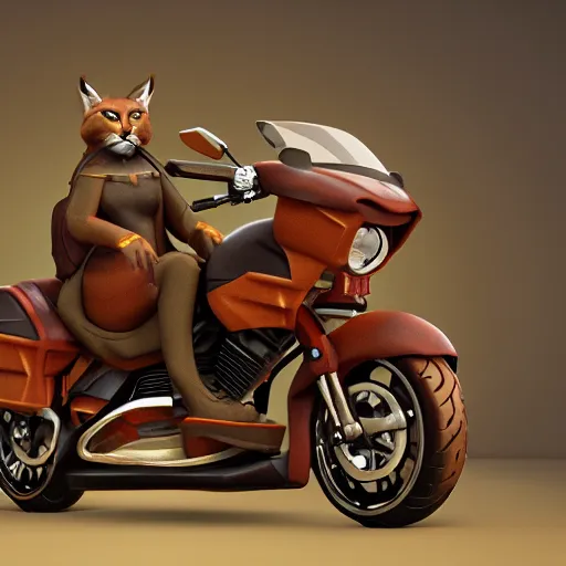 Prompt: cute caracal riding a harley davidson motorcycle, hyper detailed, digital art, trending in artstation, cinematic lighting, studio quality, smooth render, unreal engine 5 rendered, octane rendered