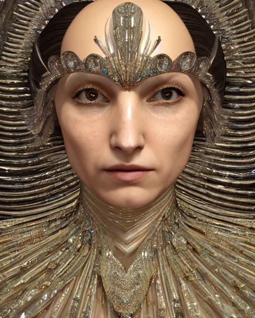 Image similar to a highly detailed metahuman 8 k close up render of sargis kudeyan renaissance in iris van herpen dress schiaparelli in diamonds crystals swarovski and jewelry iridescent in style of alphonse mucha gustav klimt trending on artstation made in unreal engine 4