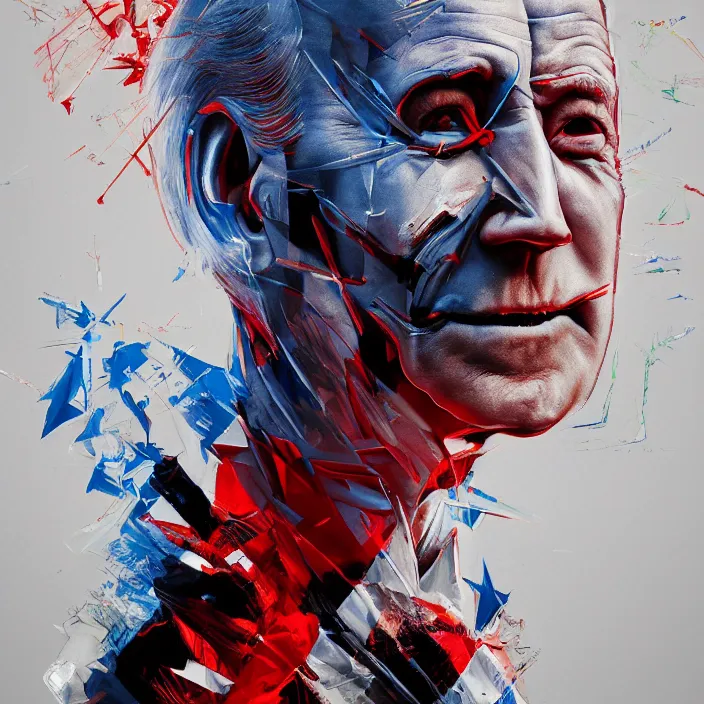 Image similar to PATRIOTIC portrait of joe biden as skeleton. burning distortions. intricate abstract. intricate artwork. by Tooth Wu, wlop, beeple, dan mumford. octane render, trending on artstation, greg rutkowski very coherent symmetrical artwork. cinematic, hyper realism, high detail, octane render, 8k, AMERICAN accents