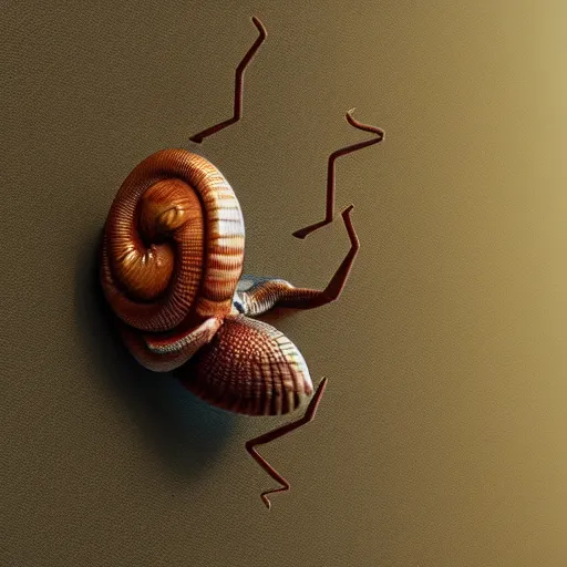 Image similar to a hybrid creature, half snail half spider, climbing a wall, trending in artstation, octane Render