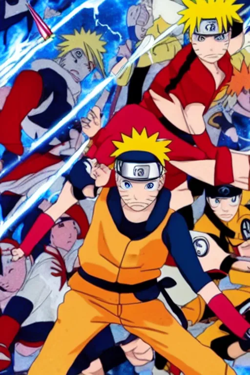 Image similar to naruto versus power rangers