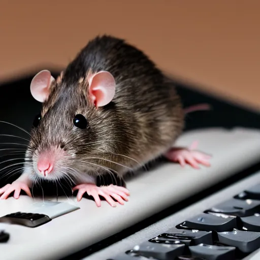 Prompt: rat on computer keyboard