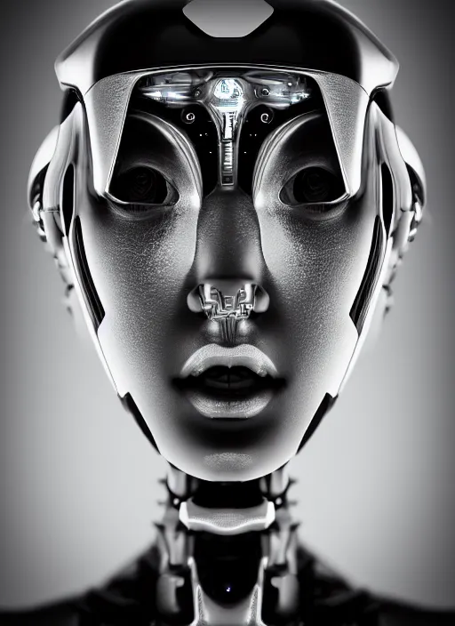 Image similar to a beautiful young female futuristic robot profile face photo, daguerrotype, closeup - view, f / 2. 8, low contrast, 1 6 k, beautiful lighting, reflective, insanely detailed and intricate, hypermaximalist, elegant, ornate, hyper realistic, super detailed, surreal dreamy poetic