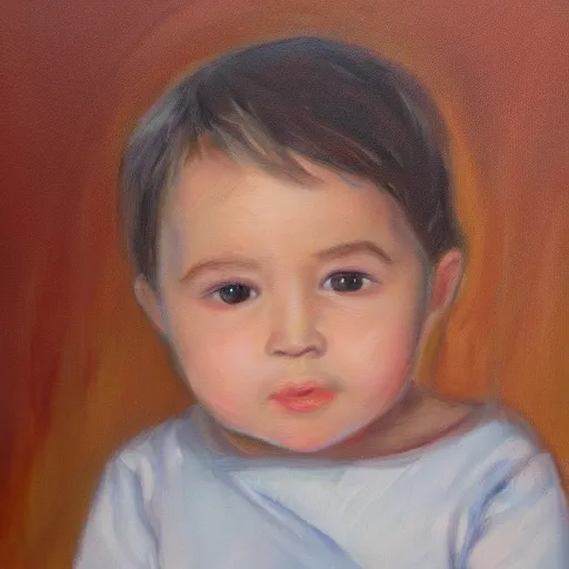 Prompt: potrait of a child. oil painting. soft natural tones. hd