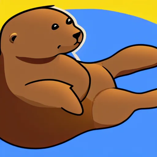 Image similar to a chubby otter wearing swim trunks in the style of a Telegram sticker