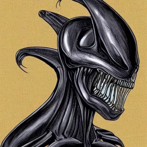 Prompt: xenomorph with a human face!!!