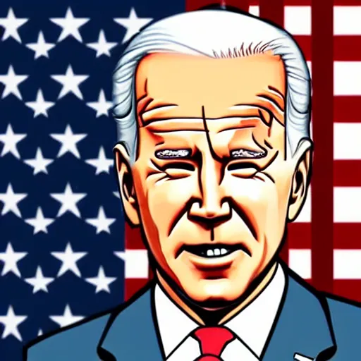 Prompt: illustration of Joe Biden in the style of Stan Kelly