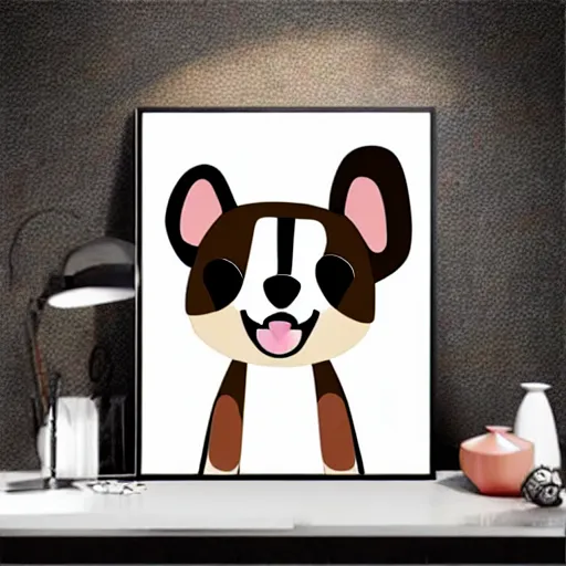 Image similar to Kawaii cute dog, art poster