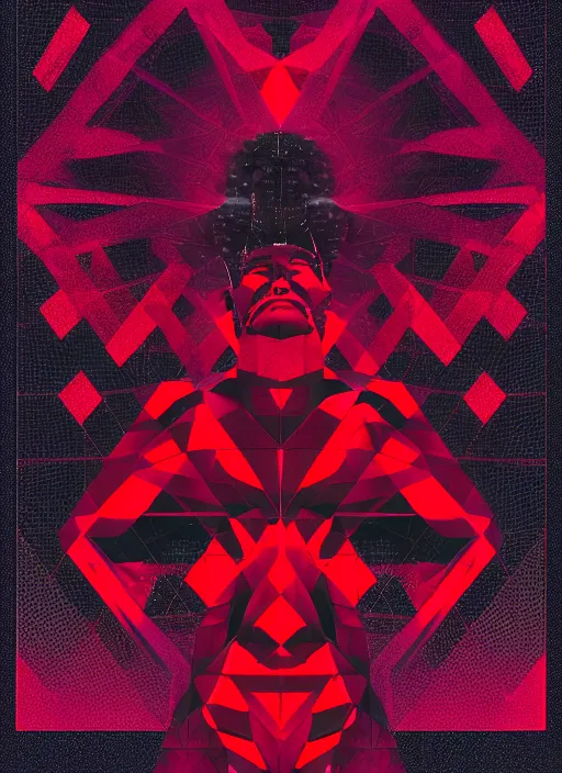 Prompt: black background with subtle red and purple geometric design elements, statue of hercules, nekro, graphic design, collage art, thin lines, dark, glitch art, neo vaporwave, gritty, layout frame, trending on artstation