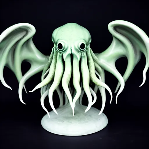 Prompt: a porcelain sculpture of cthulhu product shot