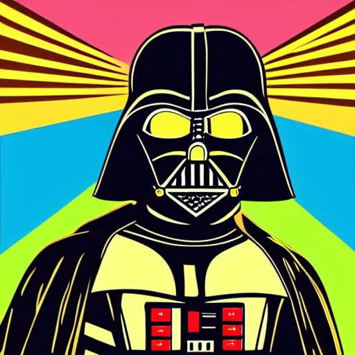 Image similar to vader in the style of pop art, high definition, vector graphic