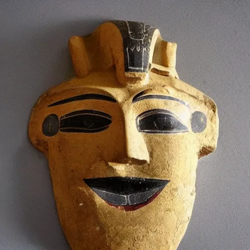 Image similar to Ancient Egyptian burial mask in the shape of troll face