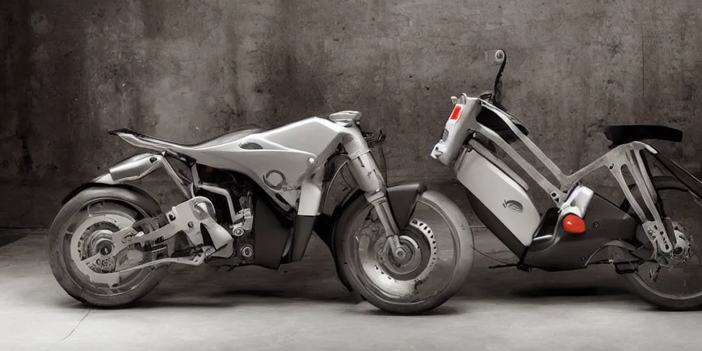 Image similar to half car, half motorbike, half washing machine. industrial design