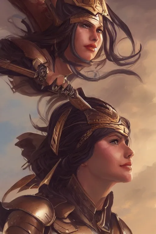 Image similar to amazon valkyrie athena, d & d, fantasy, portrait, highly detailed, headshot, digital painting, trending on artstation, concept art, sharp focus, illustration, art by artgerm and greg rutkowski and magali villeneuve