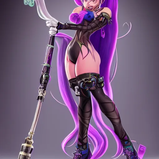 Prompt: A hyperdetailed award winning masterpiece full body shot of Jinx from Arcane