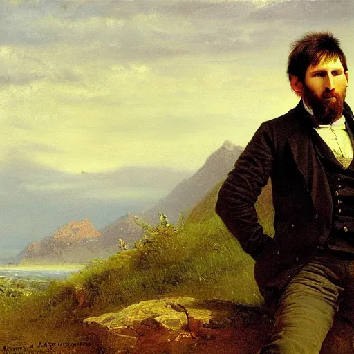 Prompt: a portrait of lionel messi in a scenic environment by andreas achenbach