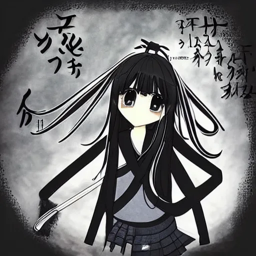 Image similar to “Detailed manga art of a beautiful Japanese girl holding a knife; loving expression; school uniform; high contrast; clean, sharp”