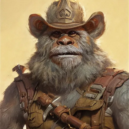 Image similar to The ranger bugbear, character portrait by Donato Giancola, Craig Mullins, digital art, trending on artstation