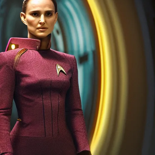 Prompt: Natalie Portman in Star Trek, (EOS 5DS R, ISO100, f/8, 1/125, 84mm, Instagram, prime lense)