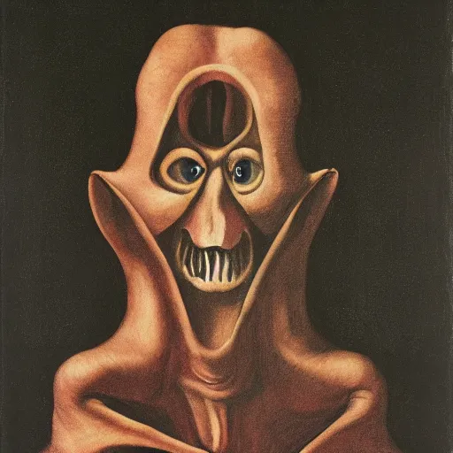 Image similar to four faced creature, drawn by francis bacon