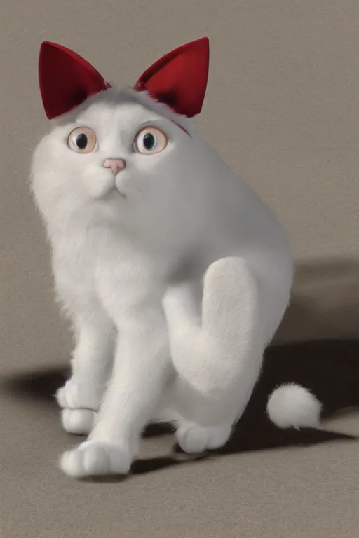 Image similar to a white cat with blue eyes wearing a red formal overcoat, hyperrealistic, concept art, octane render, unreal engine 5, realistic and defined face, profile picture, digital art, pixar and disney style, symmetrical, high quality, highly detailed, high coherence, path traced, house background, low contrast, beautiful, elegant clothes