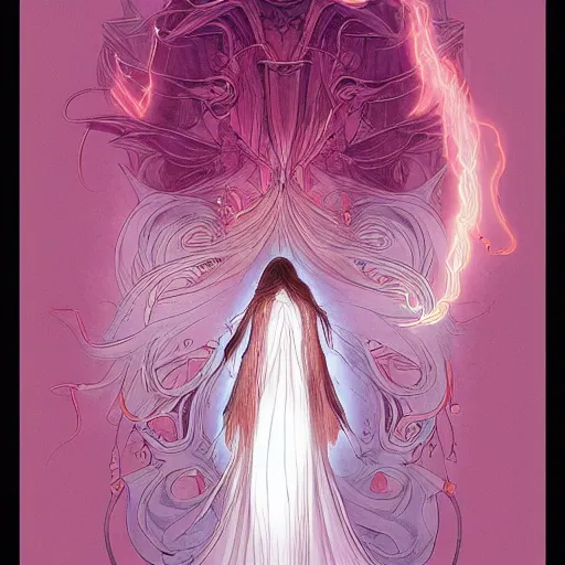 Prompt: princess of light, style of moebius, james jean, long glowing ethereal hair, cinematic, highly detailed, award winning