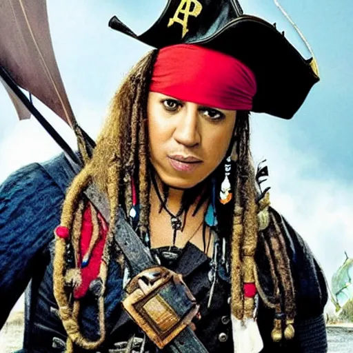 Prompt: Daddy Yankee as a pirate in pirates of the caribbean