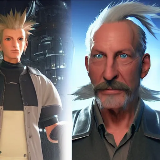 Image similar to the incredible dr. pol in final fantasy vii remake, hair in a ponytail, character render, full body shot, highly detailed, in game render