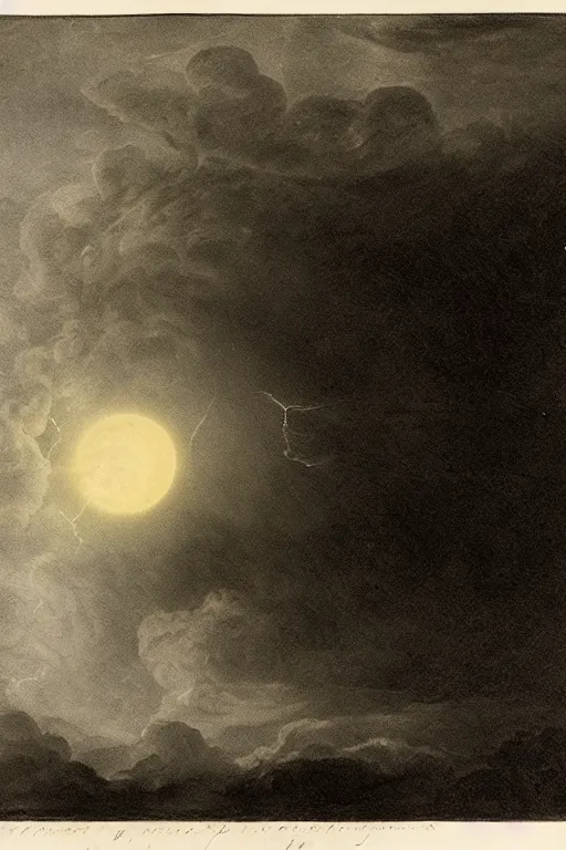 Prompt: a striking beautiful black stormy and cloudy sky with the halo of a black hole shining through, eclipse by michele marieschi, italian 1 7 1 0 - 1 7 4 3