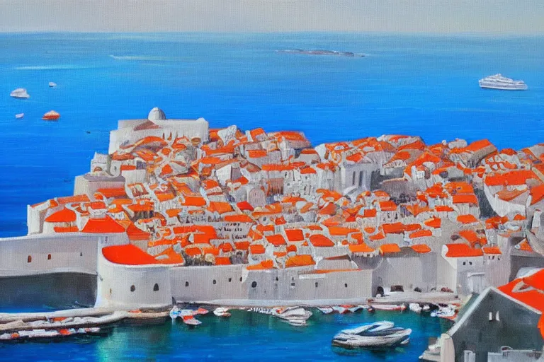 Image similar to dubrovnik, oil painting, oil in canvas, brushstrokes