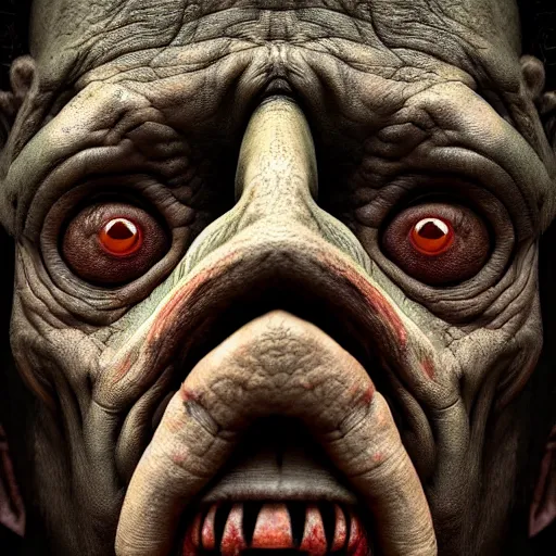 Image similar to chapulin colorado very old, horror style, lovecraft, face full of wrinkles, 8 k, photorealistic, octane render, award winning photography, lovecraft style, horror atmosphere, cinematic, hyper realism,