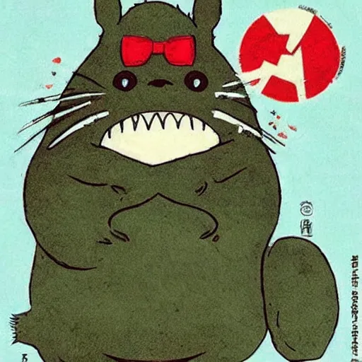 Prompt: very very very very very beautiful picture of communist russian Totoro,