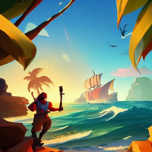 Image similar to painting treasure on sea of thieves game smooth median photoshop filter cutout vector, behance hd by jesper ejsing, by rhads, makoto shinkai and lois van baarle, ilya kuvshinov, rossdraws global illumination