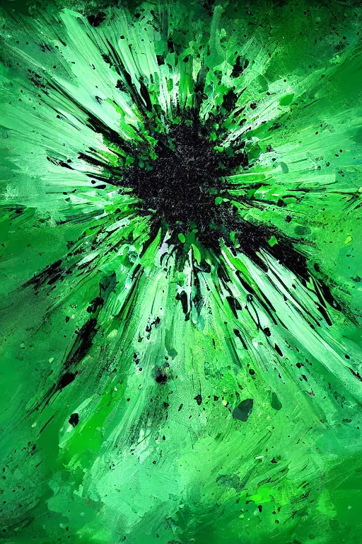 Prompt: abstract art splash paint, green black. fantasy, digital painting, hd, detailed.