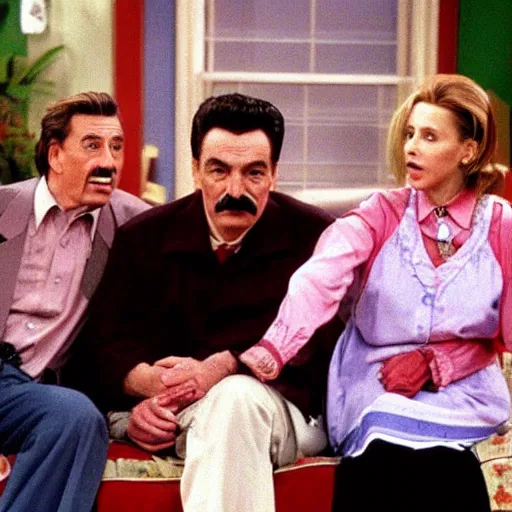 Image similar to A still of Stalin in the 1990s sitcom Friends