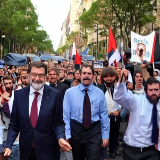 Image similar to mariano rajoy leading a demonstration on patriarchy