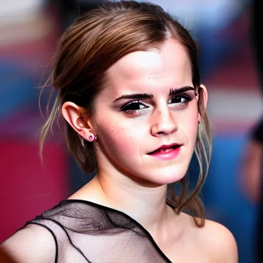 Image similar to frustrated emma watson dangling and trapped in giant spider webs