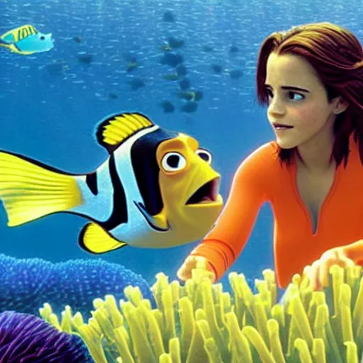 Image similar to film still of emma watson as a fish in finding nemo ( 2 0 0 3 ),