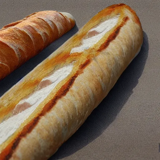 Image similar to a baguette with a face, photo realistic